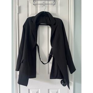 Blazer + Shorts | Black Blazer with Open Back & Metal Button Closure | Large